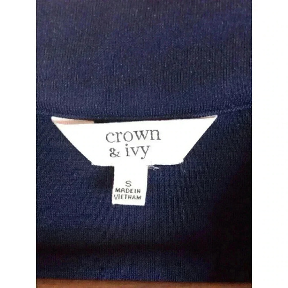 Crown & Ivy Small Navy Blue Sheath Dress Sleeveless Fringe Neckline - Picture 4 of 6